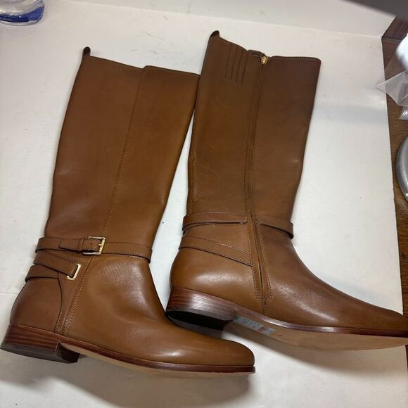 Ralph Lauren Womens 5.5 B Polo Tan Leather Knee High Riding Boots NIB IH1 - Picture 2 of 4